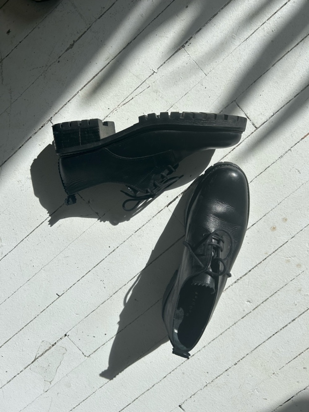 Maguire Black Leather Oxford Shoes | Lace-Up | Chunky Minimal | Streetwear